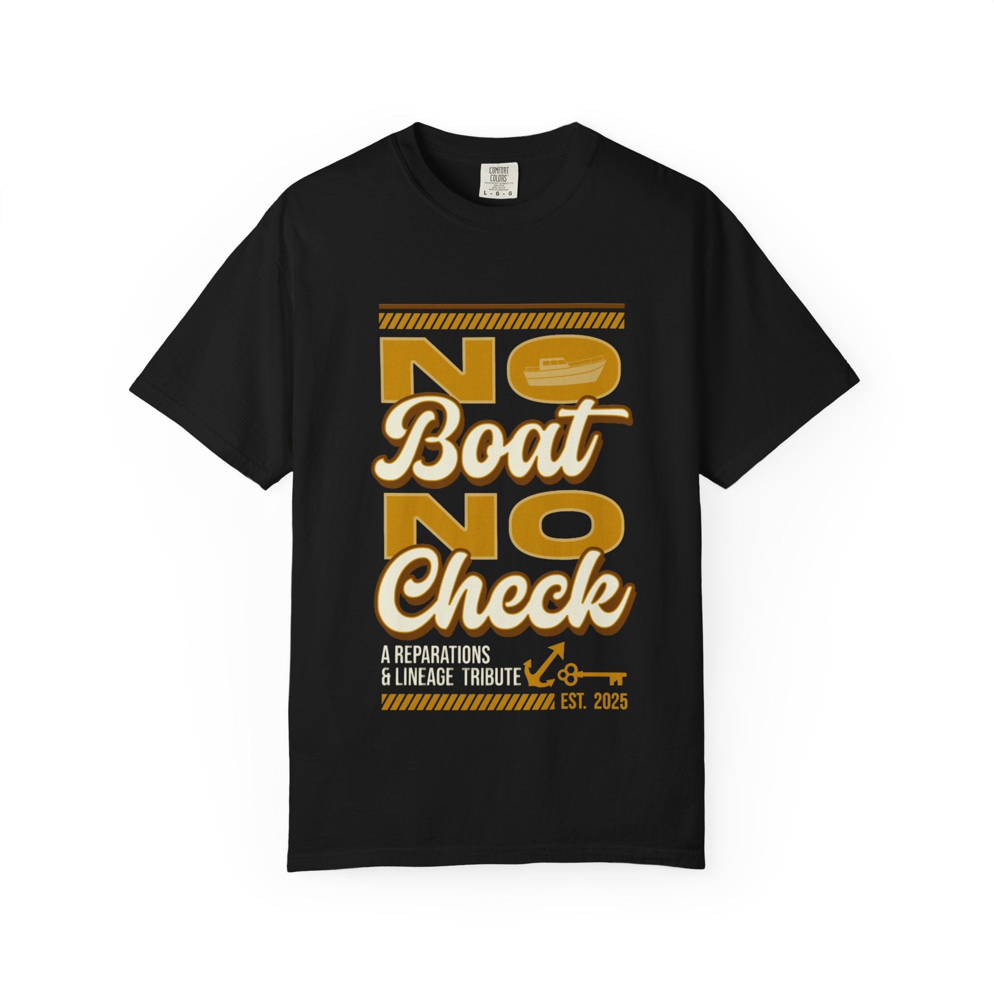 No Boat No Check T‑Shirt — (Gold/Black)