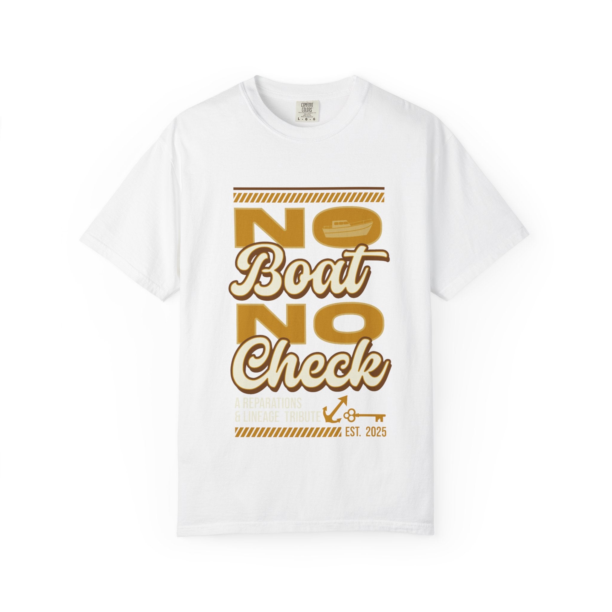 No Boat No Check T‑Shirt — (Gold/Black)